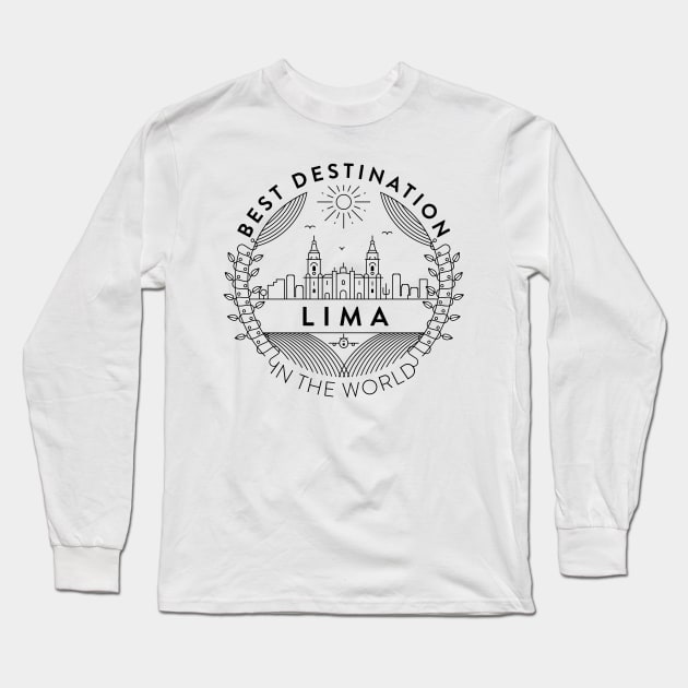 Lima Minimal Badge Design Long Sleeve T-Shirt by kursatunsal